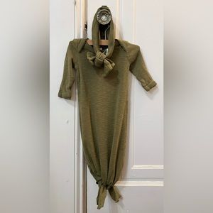 Kate Quinn olive knotted gown & headband